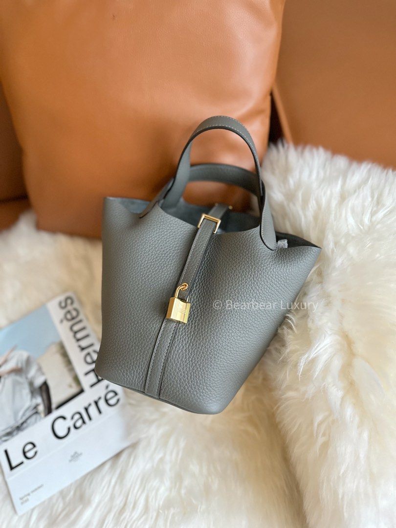 Hermes Picotin 18 Trench Sauge Gold Gris Meyer Etain