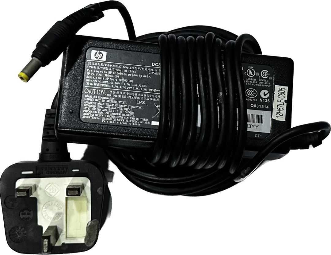 HP notebook laptop charger 65W (original), Computers & Tech, Parts