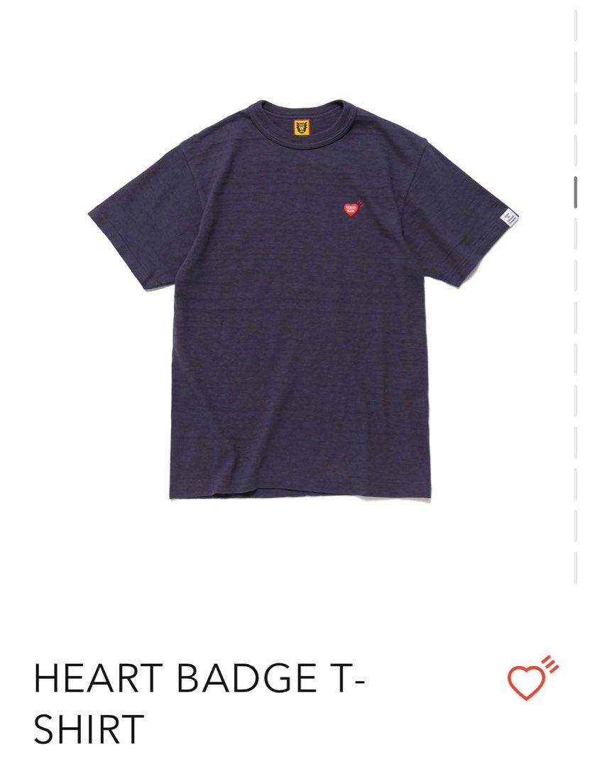 HUMAN MADE HEART BADGE T SHIRT TEE NAVY SIZE M, 男裝, 上身及套裝