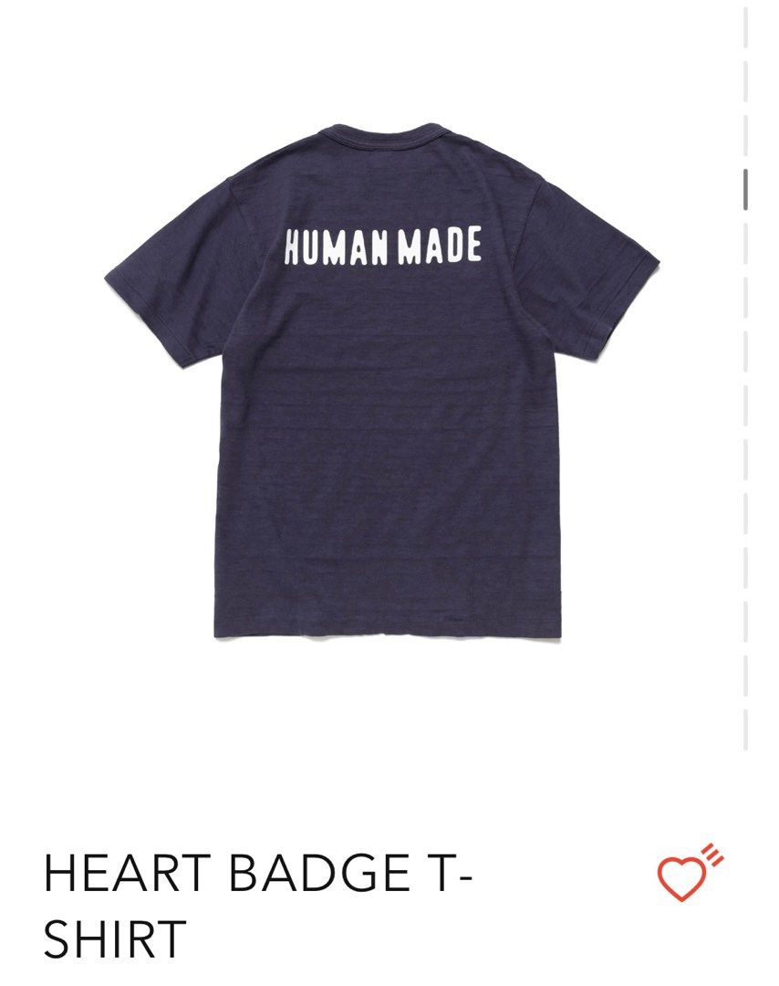 HUMAN MADE HEART BADGE T SHIRT TEE NAVY SIZE M, 男裝, 上身及套裝