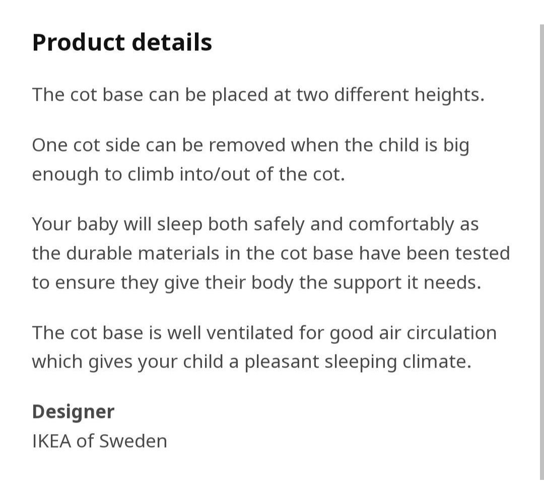 Ikea Baby Cot, Babies & Kids, Baby Nursery & Kids Furniture, Cots