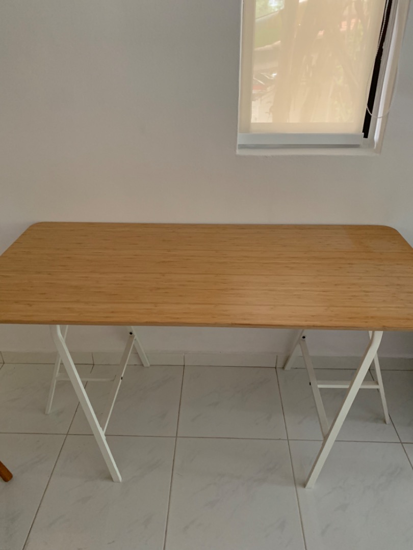 IKEA table top with trestles, Furniture & Home Living, Furniture