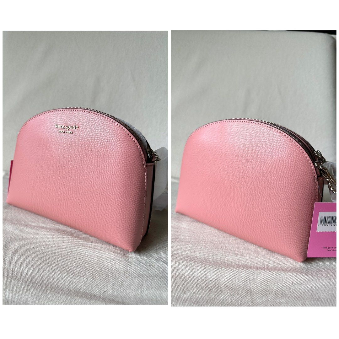 Kate Spade Spencer Double Zip Dome Crossbody Serene Pink Saffiano Leather