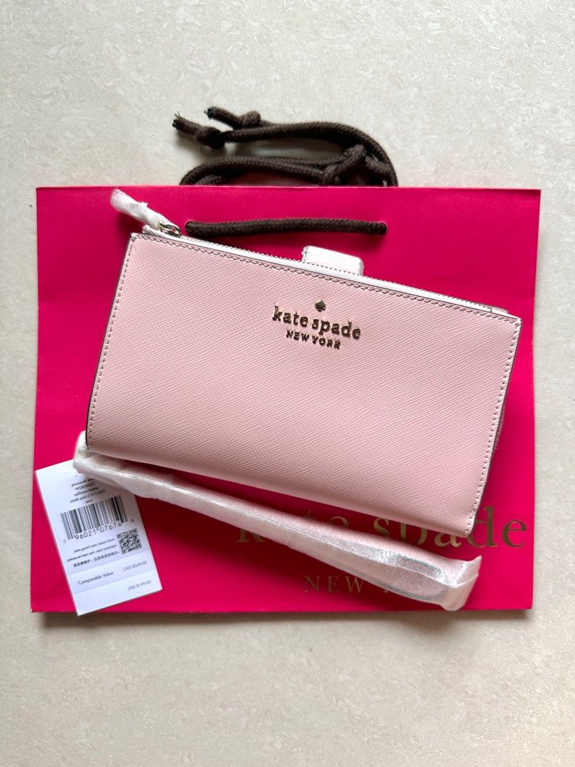 Kate Spade New York Staci Dual Zip Around Saffiano Leather Crossbody Bag  Purse Handbag (Light Rosebud), Chalk Pink