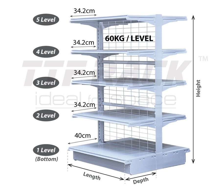 ISLAND GONDOLA Back Netting /Storage Mall Display Rack