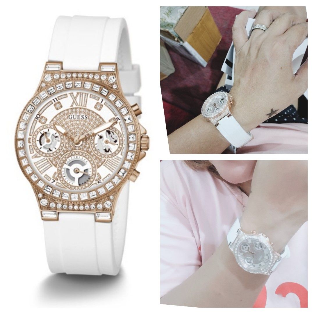 Jam tangan Guess putih original, Fesyen Wanita, Jam Tangan di Carousell