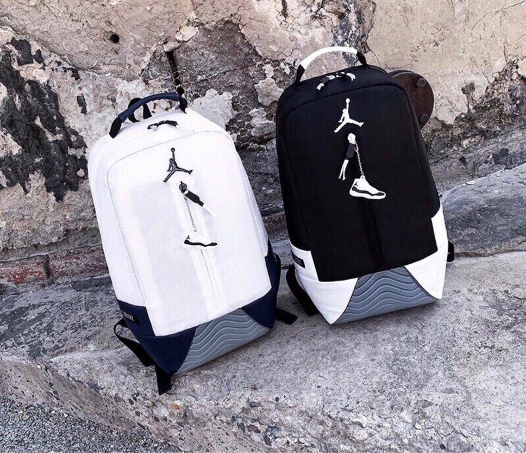 Jordan black and white backpack hotsell
