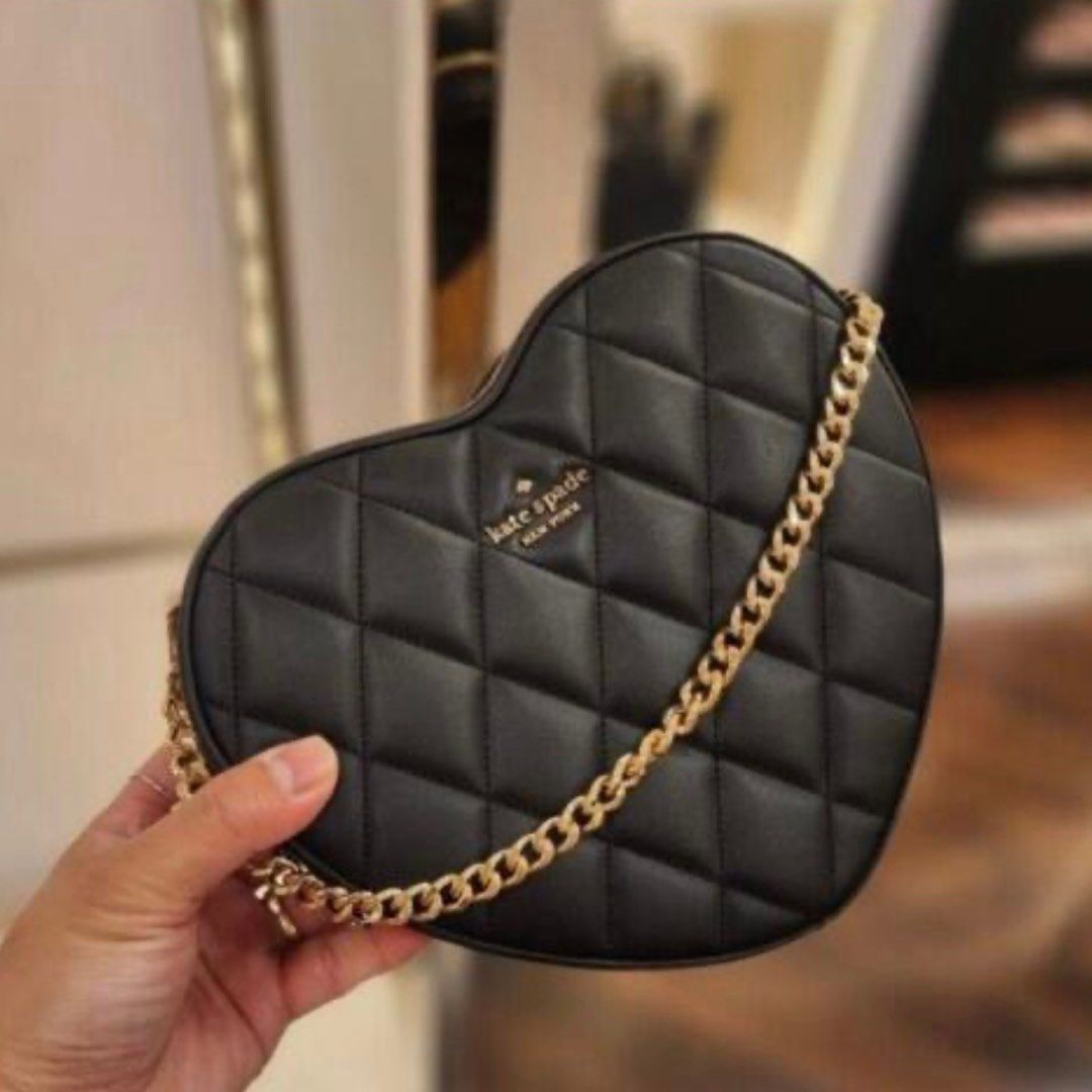Kate Spade Black Quilted Gold Chain shoulder bag, Luxury, Bags & Wallets on  Carousell