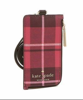 Kate Spade Staci Saffiano Card Case Lanyard ID Badge Holder, Digital Red
