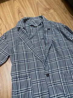 Korean Plaid Oversized Blazer