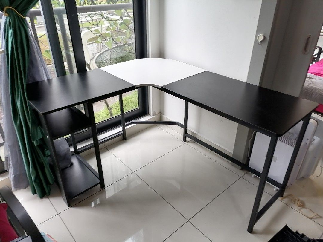 L shaped office table, Furniture & Home Living, Furniture, Tables