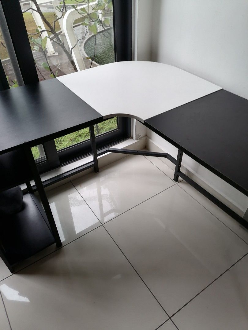 L shaped office table, Furniture & Home Living, Furniture, Tables