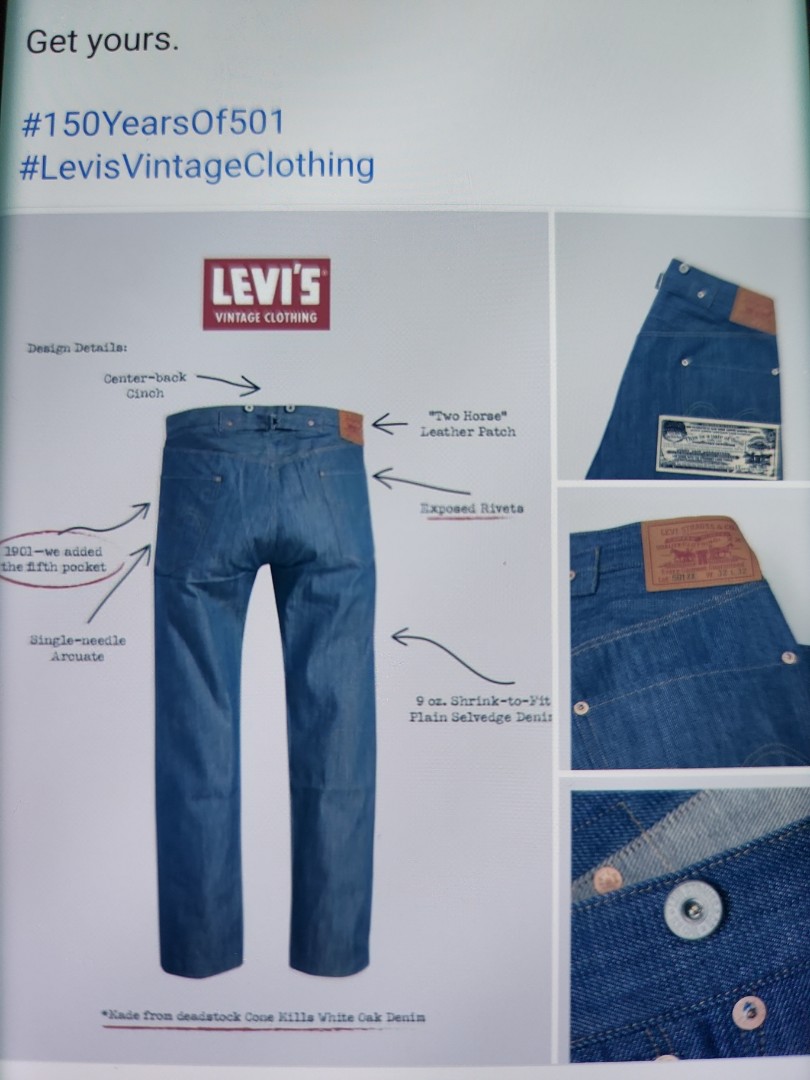 Levis limited edition 1901 Cone Mills White Oak 501, Luxury