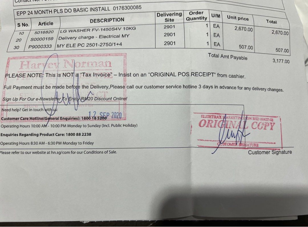 LG Front Load 10.5kg washer with Extend warranty, TV & Home Appliances