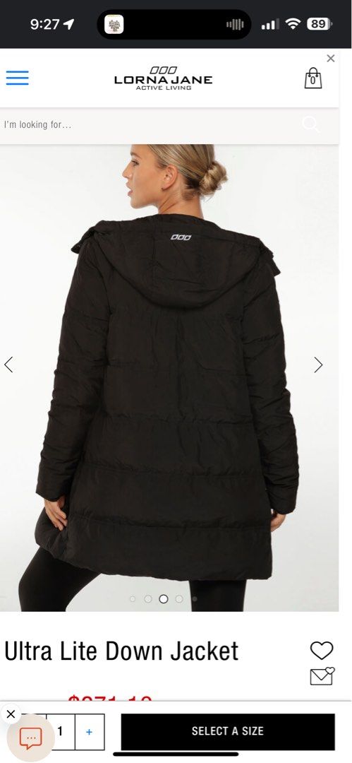 Lorna jane ultra lite down jacket top