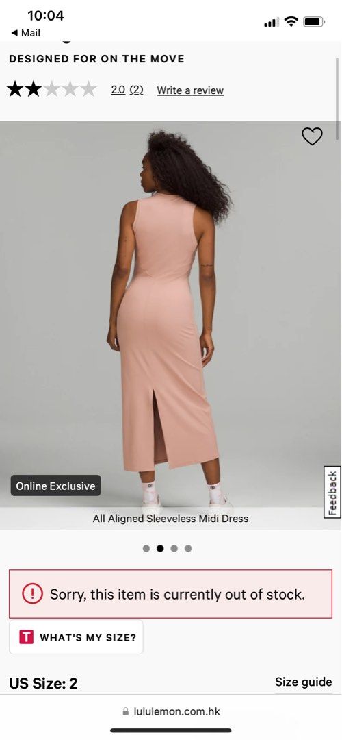 Lululemon All Aligned Sleeveless MIDI Dress sz 2 Women s Fashion