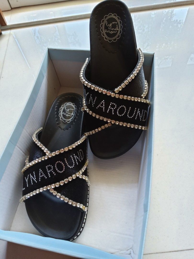 Glitter slip on sandals online