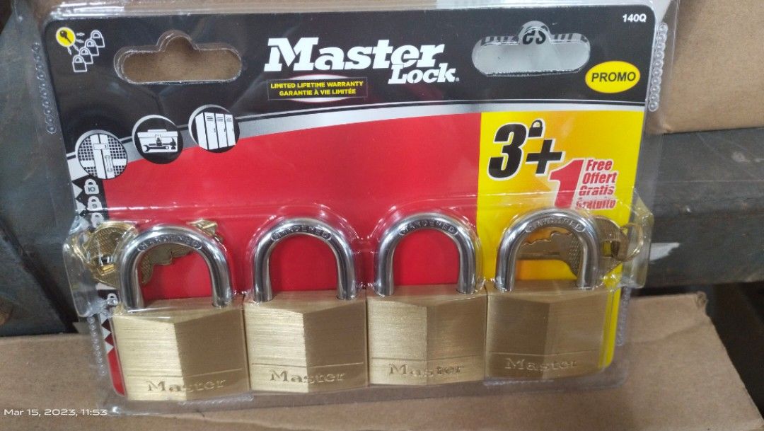 Master padlock master solid brass body padlock keyed alike #140Q 40mm (Category: Locks, Doors & Gates) located in Manila. Submitted by bernaatit (Listing ID 1225181733, Image 1). Description: Also offer other sizes #120Q 20mm 4pcs/set #130Q 30mm 4pcs/set also offer other products of Yale Master Stanley Tramontina Picus Japan Shell USA Sata Tools Arrow staple and others message me for your orders and inquiries meet up or ship via lalamove or jrs o