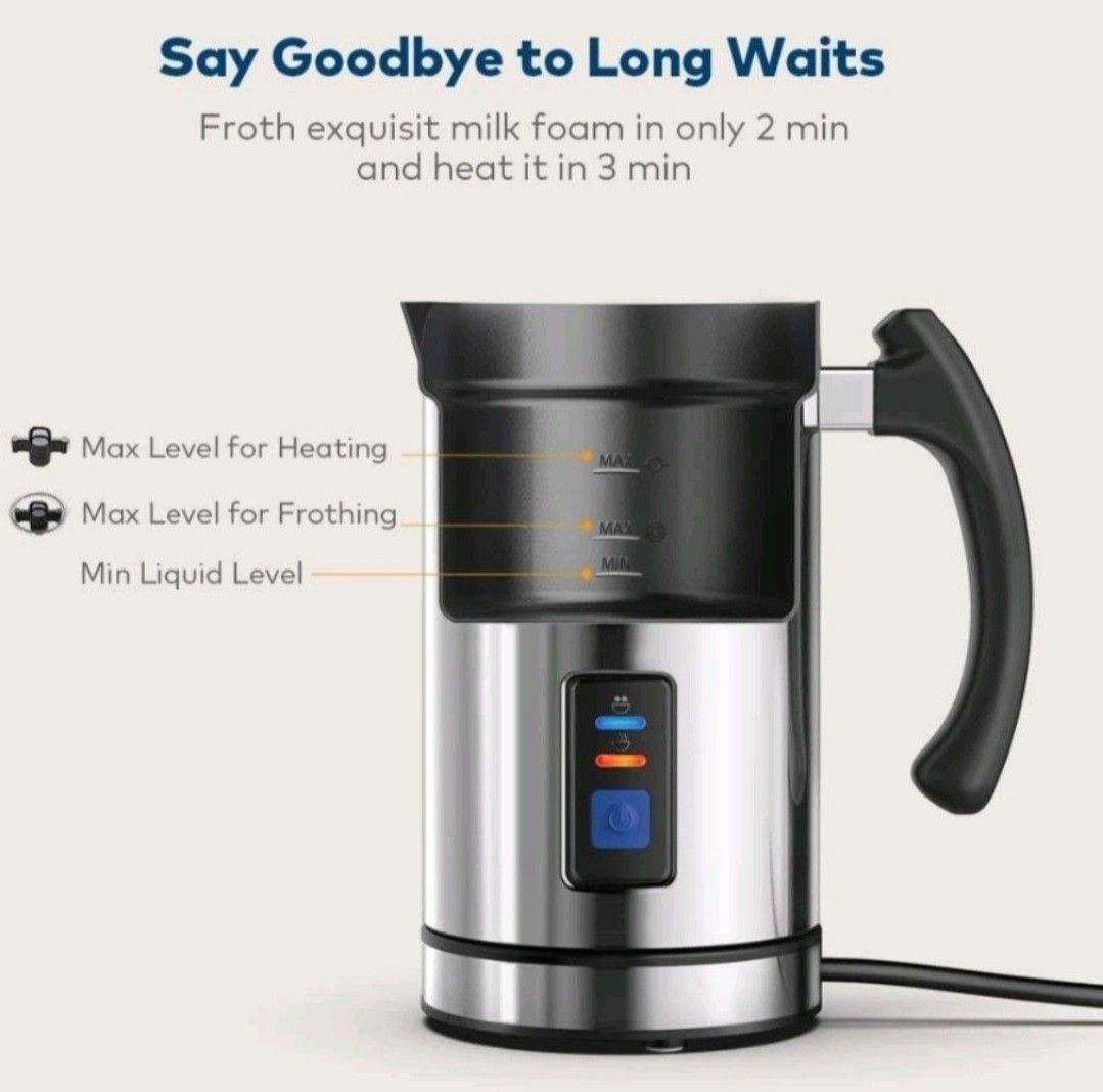 Miroco Milk Frother, Stainless Steel Milk Steamer , Automatic Foam