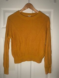 Mustard yellow cable knit sweater