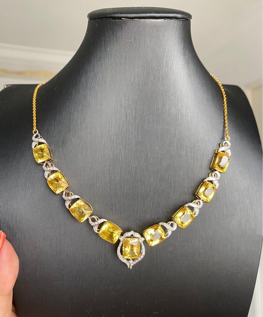 Natural Citrine Necklace with diamonds local certificate