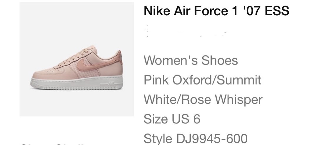 Nike Air Force 1 07 ESS Pink Oxford Summit Women s Fashion