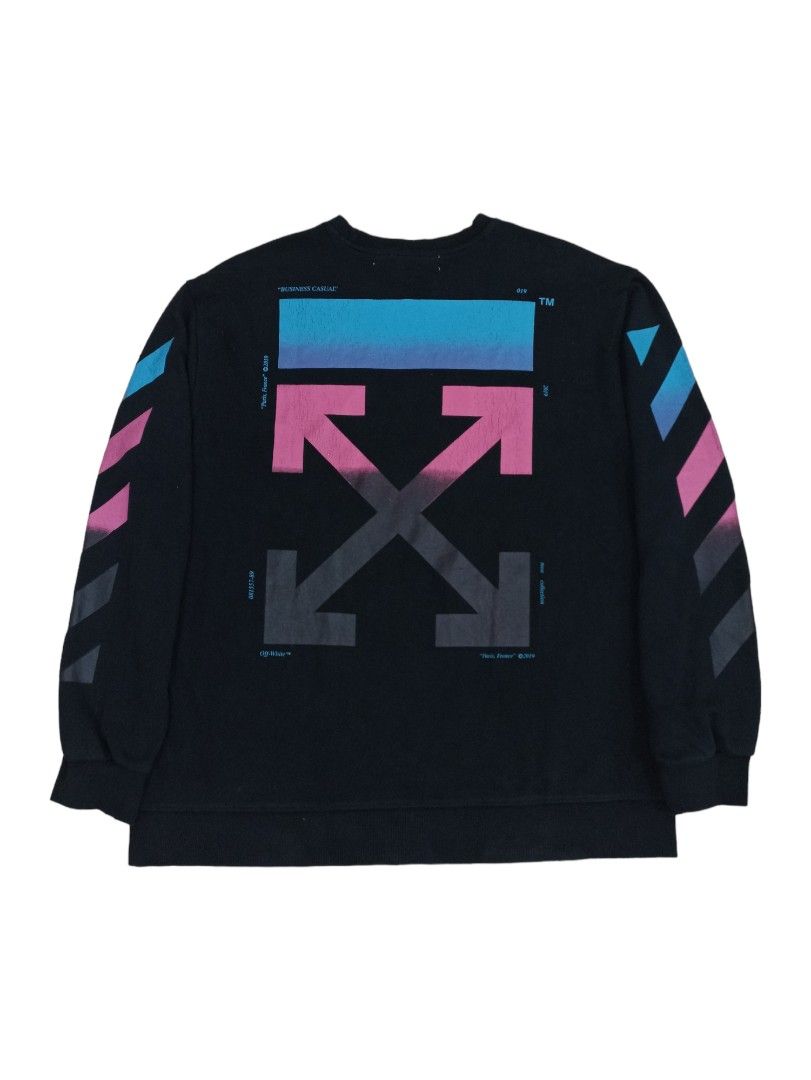 Off white black gradient crewneck top