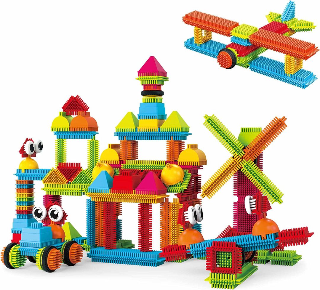 Teytoy 100 Pcs Bristle Shape Building Blocks Toy Set - Assorted Color, Plastic, Model 01 for Toddlers and Kids