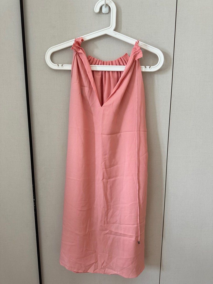 Pink Halter Neck Printed Dress
