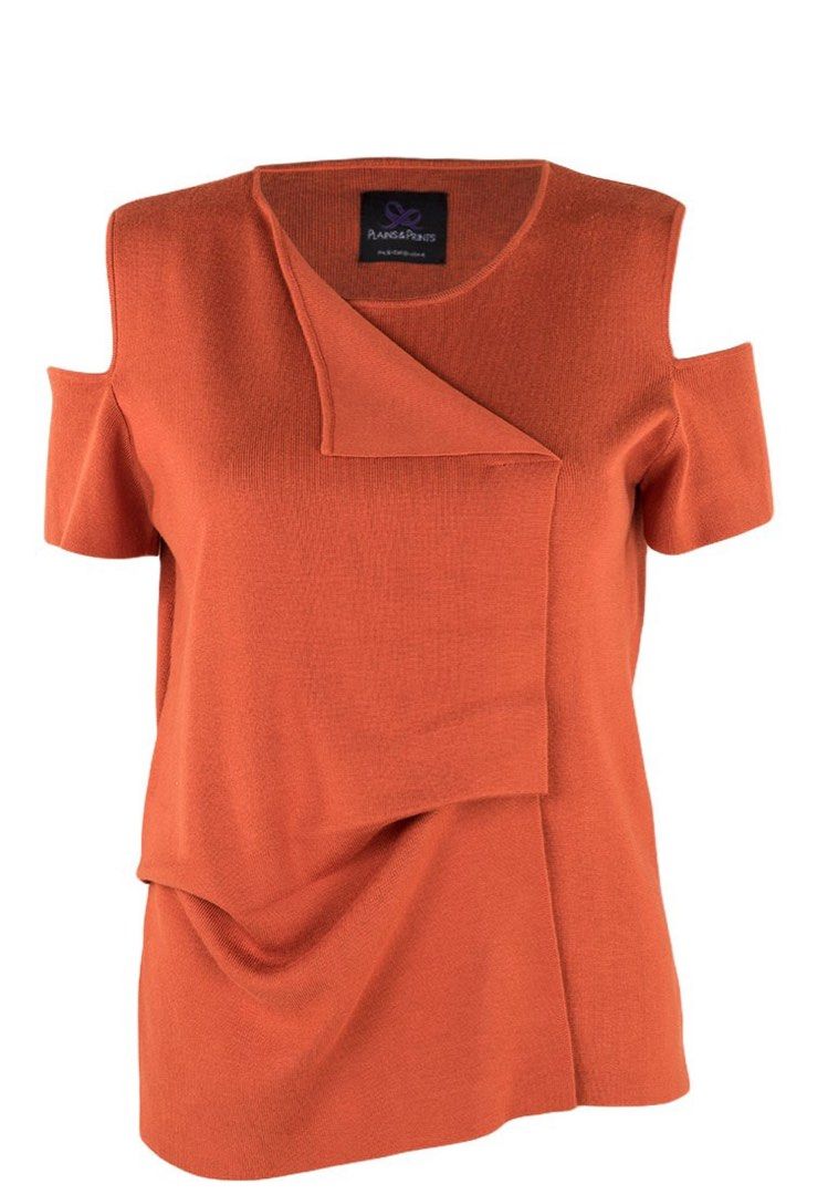 Plains & Prints burnt orange off shoulder top (Category: Blouses) located in Makati City. Submitted by berluxe.ph (Listing ID 1225218476, Image 3). Description: Brand new; guaranteed unused washed & kept only. .