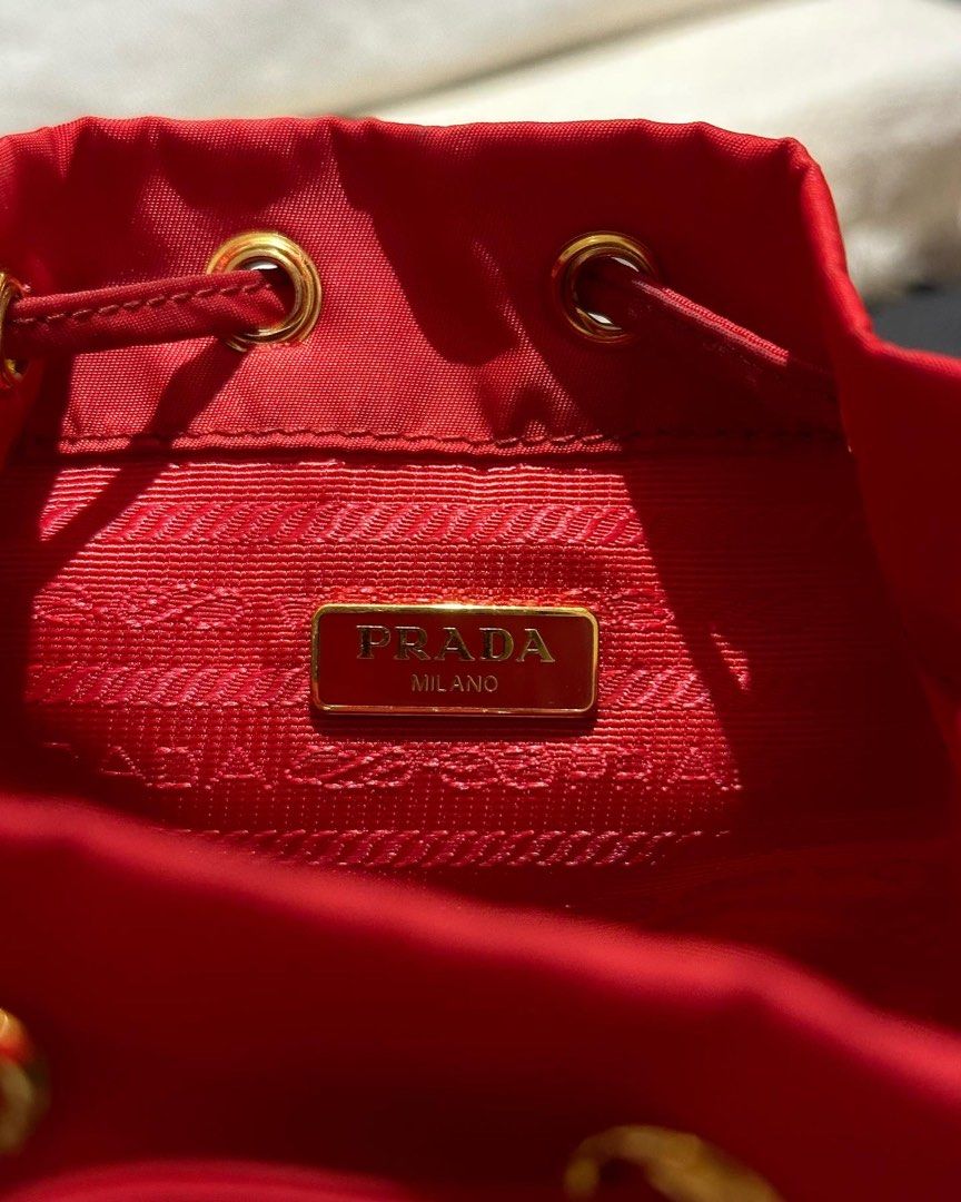 Prada red best sale bucket bag