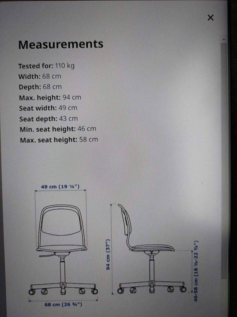 [preloved] IKEA ORFJALL Swivel Chair in Blue, Furniture & Home Living