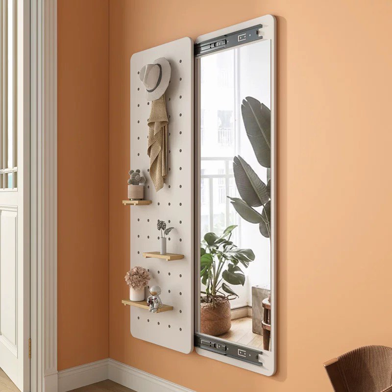 Slide Out Pegboard Shelves With Mirror Hooks Storage Rack Display Shelf