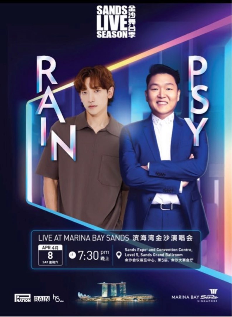 RAIN & PSY concert MBS 8 April, Tickets & Vouchers, Event Tickets on