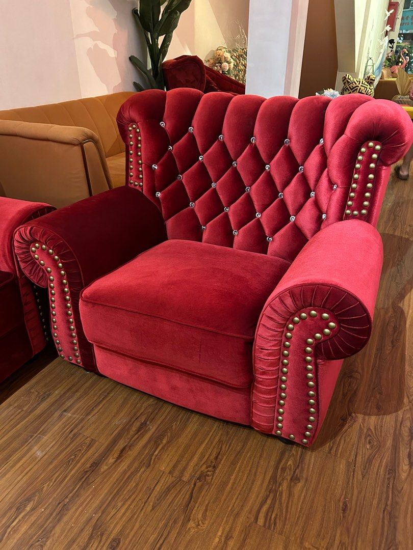 Red sofa + armchair brand new, Furniture & Home Living, Furniture
