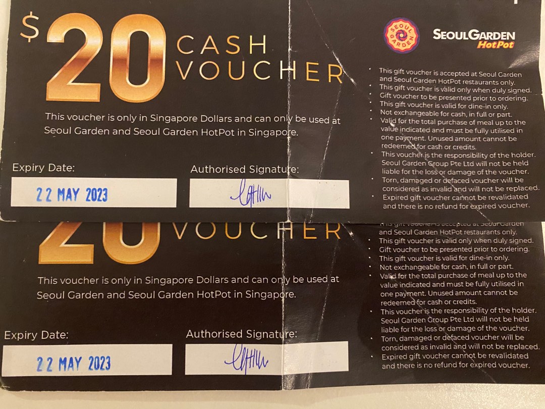 Seoul Garden Cash Voucher 40, Tickets & Vouchers, Vouchers on Carousell