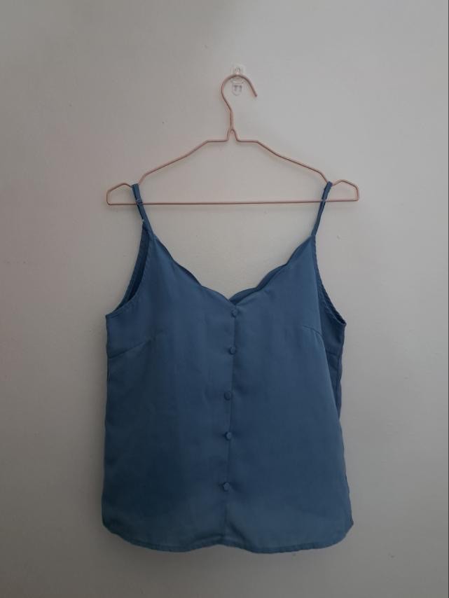 Sheer Blue Top, Women's Fashion, Tops, Sleeveless on Carousell