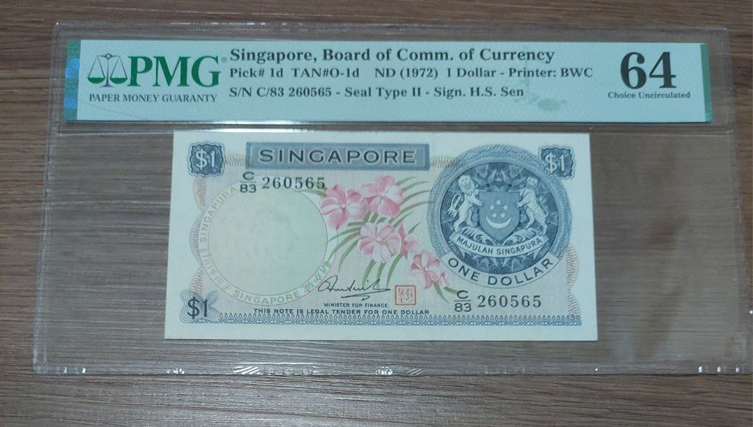 Singapore Orchid Series $1 Note PMG 64, Hobbies & Toys, Memorabilia ...