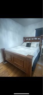solid oak wood queen size bed frame and box bed
