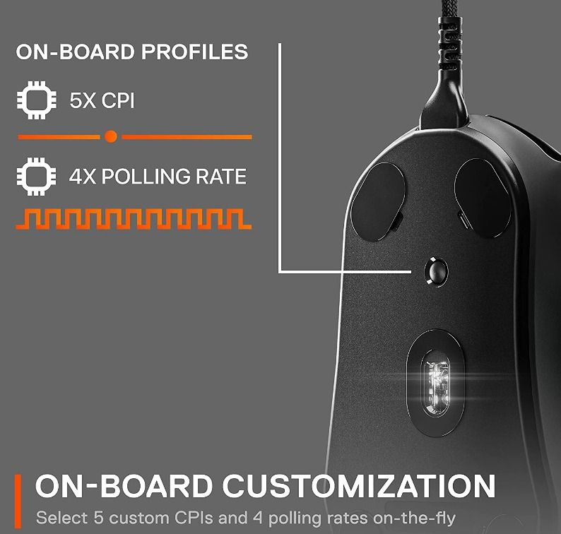SteelSeries Prime FPS Gaming Mouse (Item Code 423) (Category: Mouse & Mousepads) located in Marikina City. Submitted by skowshop (Listing ID 1225177989, Image 3). Description: Brand SteelSeries Color Black Special Feature Lightweight Movement Detection Technology Optical Number of Buttons 5 About this item: Designed specifically for the most demanding levels of FPS gameplay. Prestige Optical Magnetic Switches harness the power of light for respon