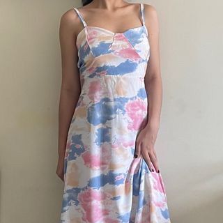 Summer Watercolor Tie Dye Backless Maxi Dress