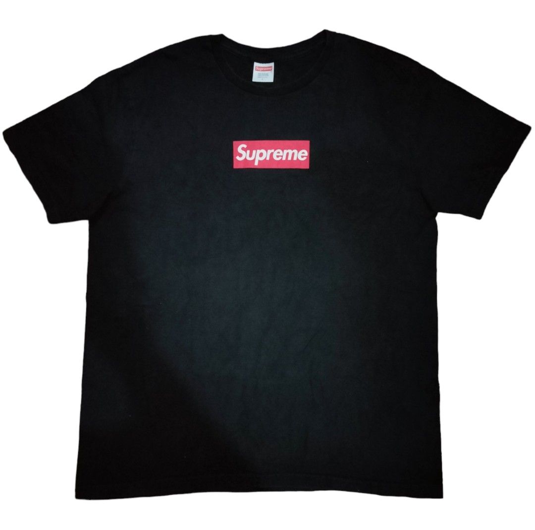 Supreme Box Logo Bogo Red on Black tee Men s Fashion Tops Sets