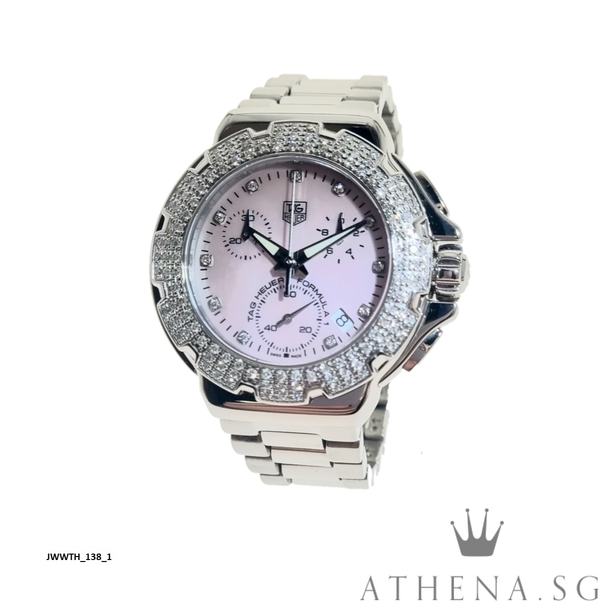 TAG HEUER LADY FORMULA 1 QUARTZ PINK MOP CHRONOGRAPH DIAL WITH