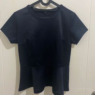 the executive navy peplum top