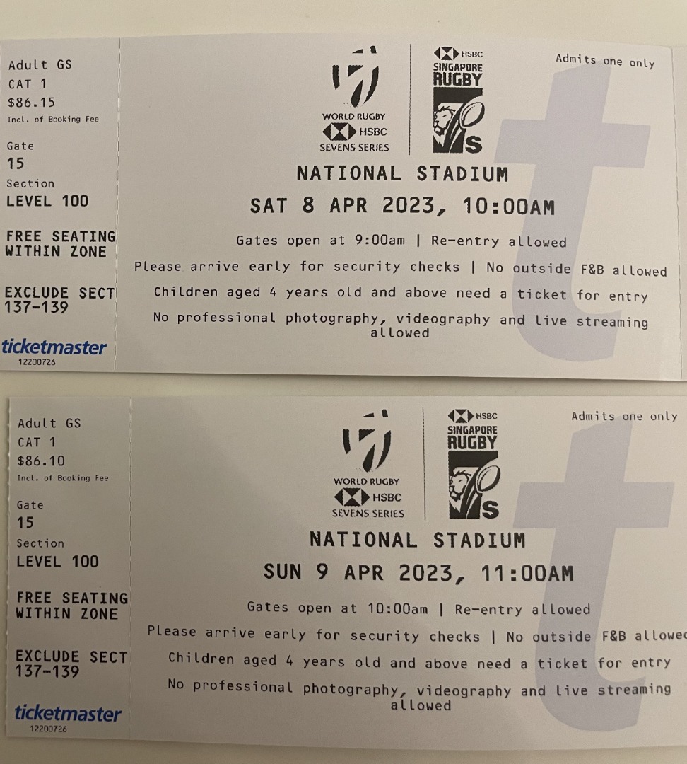 Tier 1 tickets for Rugby 7s (both days), Tickets & Vouchers, Event