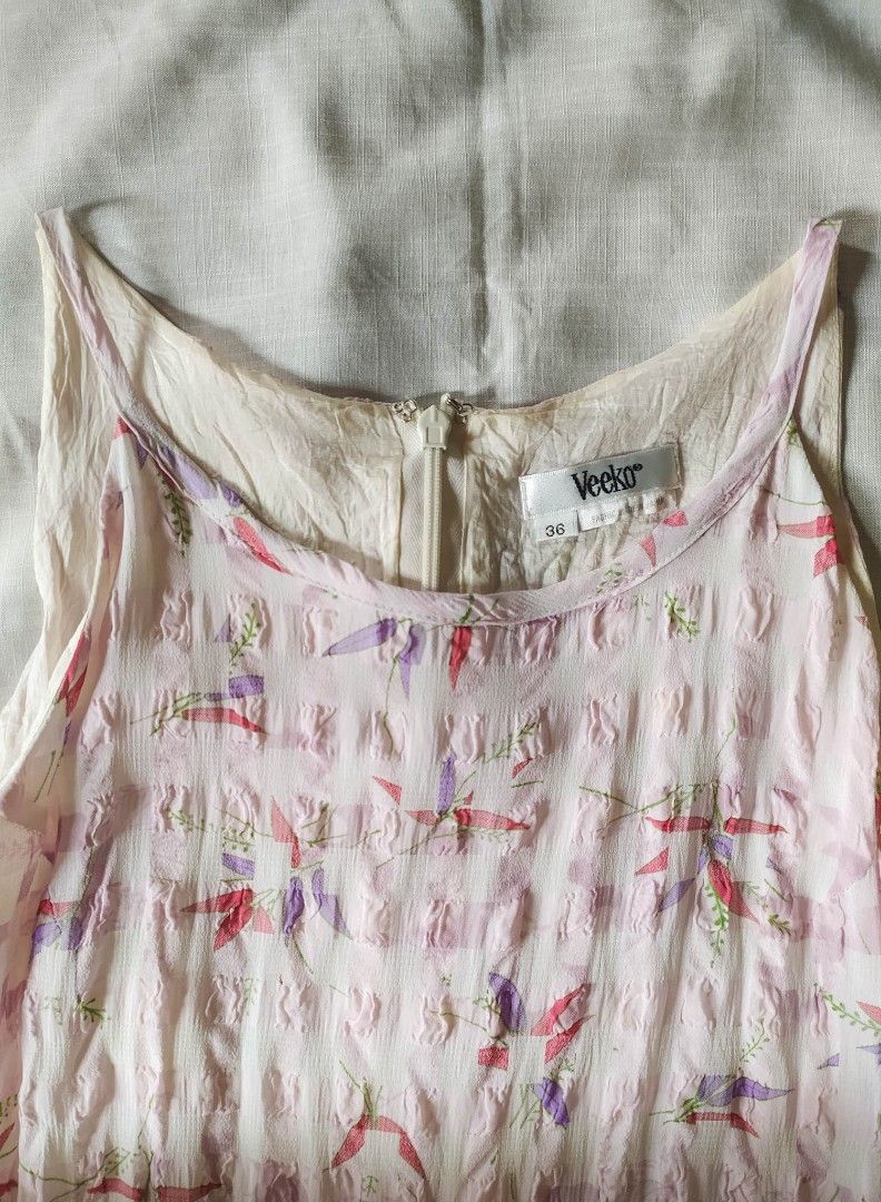Vintage Pink Mini Dress (Category: Dresses) located in Pasig City. Submitted by elabart (Listing ID 1225152660, Image 2). Description: - Size 36 / XS-S (petite size) B: 16" L: 31" W: 14" - fully lined with back zipper - like crepe wrinkled fabric (no need to iron) - sf c/o buyer.