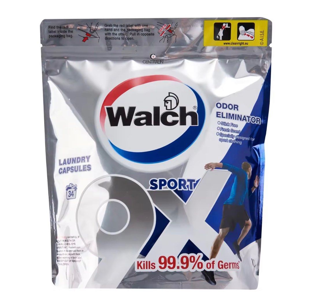 Walch 9X Sports Laundry Capsules Refill 34 pods, Furniture & Home