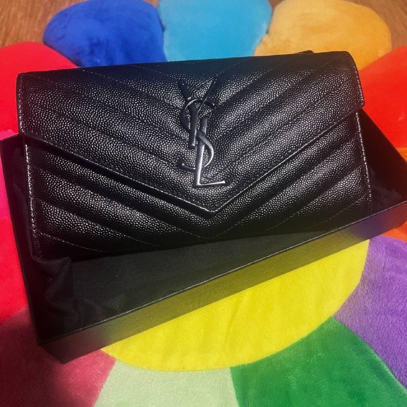 YSL Yves Saint Laurent monogram wallet, Women's Fashion, Bags & Wallets