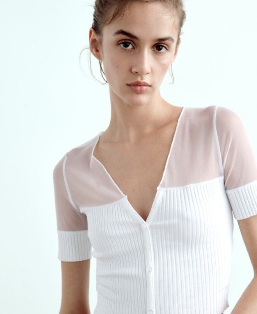 Zara sheer white top, Fesyen Wanita, Pakaian Wanita, Atasan di Carousell
