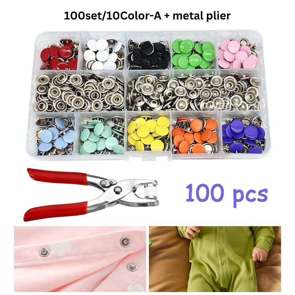 40 Piece Snap Fasteners Kit Clothing Snaps Button Bags Jeans Clothes  Leather Set